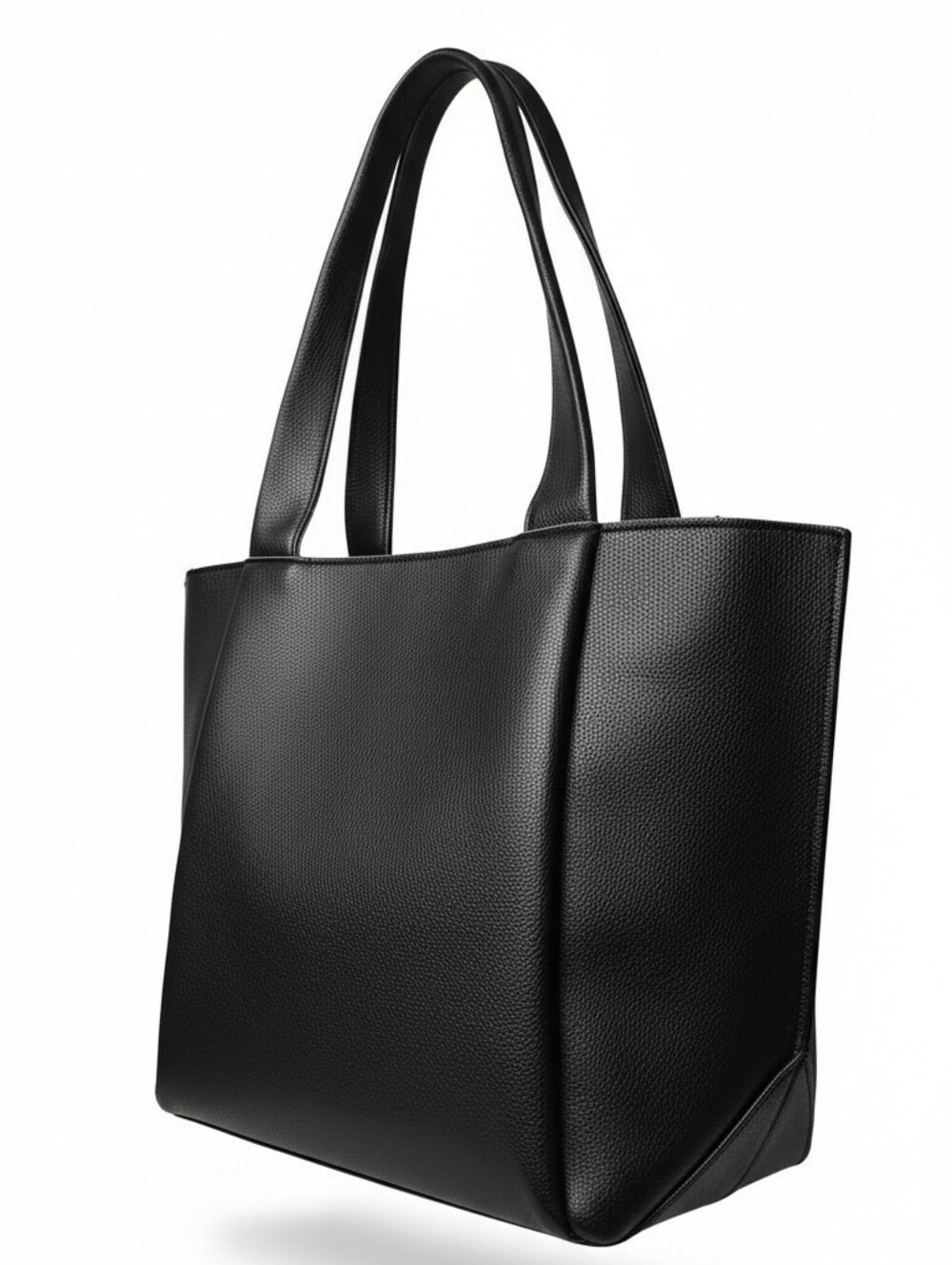 Manetta Nwt Classic Black Leather Tote Bag - Sleek Everyday Shoulder Tote